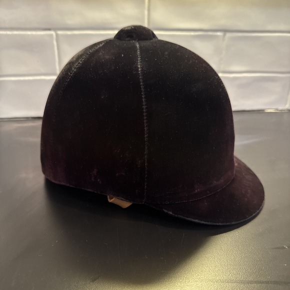 Vintage Horse Riding Equestrian Helmet Cap Velvet 7 1/4 Long Oval